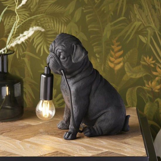 61533-001 Pug Puppy Black Table Lamp