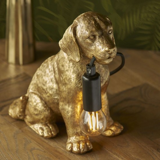 61532-001 Labrador Puppy Vintage Gold Table Lamp