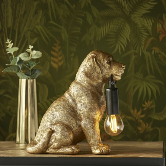 61532-001 Labrador Puppy Vintage Gold Table Lamp