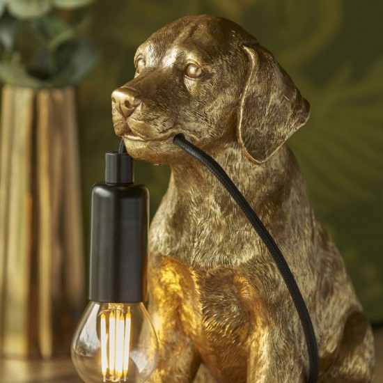 61532-001 Labrador Puppy Vintage Gold Table Lamp