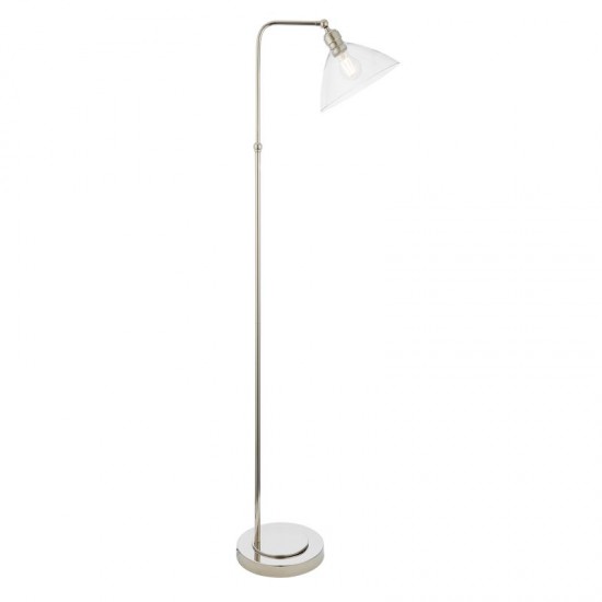 74297-100 Bright Nickel Floor Lamp with Clear Glass