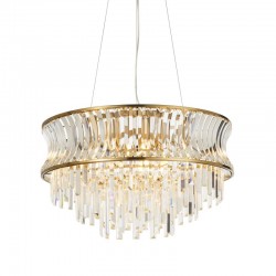 71739-001 Warm Brass 9 Light Chandelier with Crystal