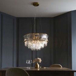 71739-001 Warm Brass 9 Light Chandelier with Crystal