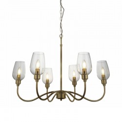 71740-001 Antique Brass 6 Light Centre Fitting with Clear Glasses 71740-001 Antique Brass 6 Light Centre Fitting with Clear Glasses
