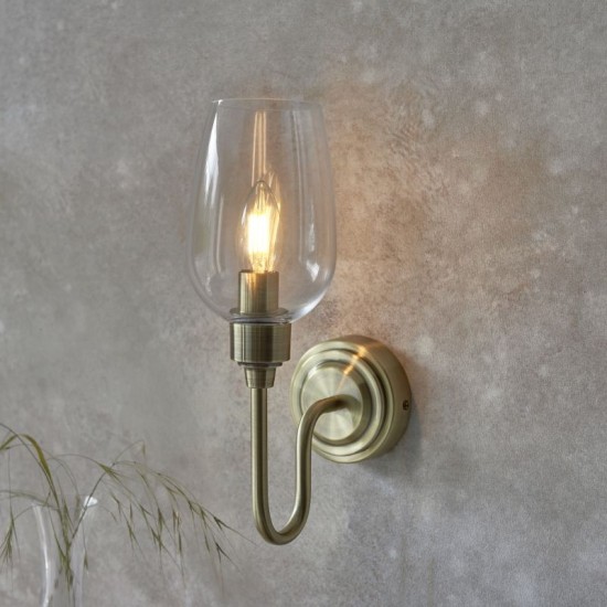 71741-100 Antique Brass Wall Lamp with Clear Glass