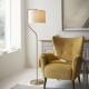 74325-001 Brushed Aged Brass Floor Lamp with Natural Linen Shade