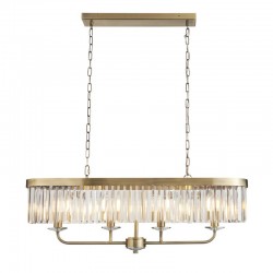 74304-100 Antique Brass 4 Light over Island Fitting with Clear Crystal