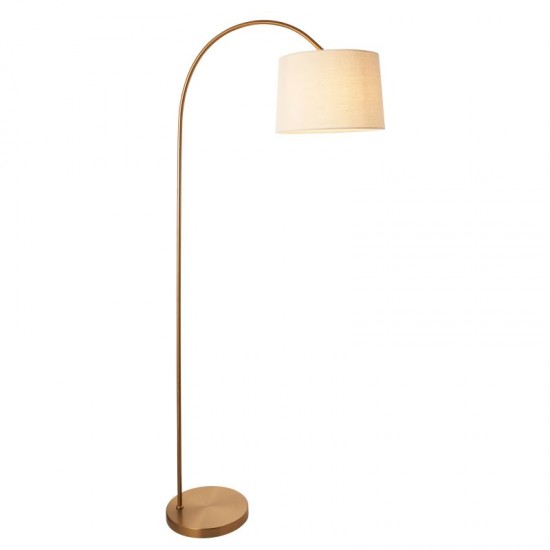 74343-001 Warm Brass Floor Lamp with Natural Linen Shade