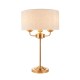 74344-001 Vintage Brass 3 Light Table Lamp with Natural Linen Shade