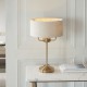 74344-001 Vintage Brass 3 Light Table Lamp with Natural Linen Shade