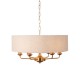 74345-001 Vintage Brass 6 Light Pendant with Natural Linen Shade