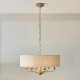 74345-001 Vintage Brass 6 Light Pendant with Natural Linen Shade