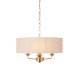 74346-001 Vintage Brass 3 Light Pendant with Natural Linen Shade