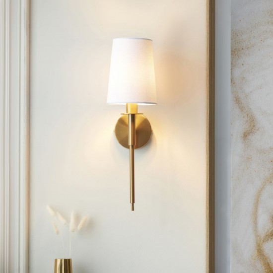 74298-100 Vintage Brass Wall Lamp with White Shade