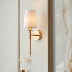 74298-001 Vintage Brass Wall Lamp with White Shade
