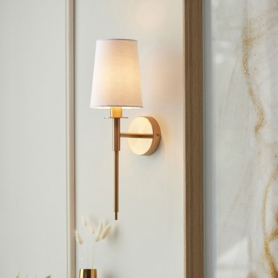 74298-100 Vintage Brass Wall Lamp with White Shade