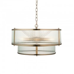 74353-001 Antique Brass 5 Light Pendant with Ribbed Glass 74353-001 Antique Brass 5 Light Pendant with Ribbed Glass