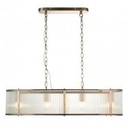74354-001 Antique Brass 4 Light over Island Fitting with Ribbed Glass 74354-001 Antique Brass 4 Light over Island Fitting with Ribbed Glass