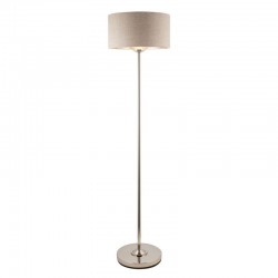 74420-001 Brushed Chrome Floor Lamp with Natural Linen Shade