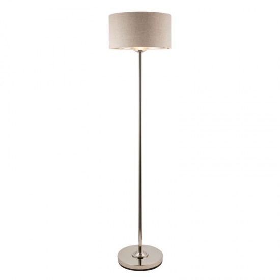 74420-001 Brushed Chrome Floor Lamp with Natural Linen Shade