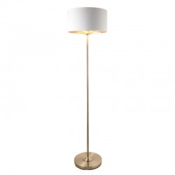 74424-001 Antique Brass Floor Lamp with Vintage White Shade 74424-001 Antique Brass Floor Lamp with Vintage White Shade