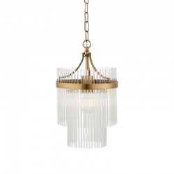 74425-001 Antique Brass Pendant with Clear Glass Rods 74425-001 Antique Brass Pendant with Clear Glass Rods