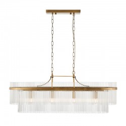 74426-001 Antique Brass 4 Light over Island Fitting with Clear Glass Rods 74426-001 Antique Brass 4 Light over Island Fitting with Clear Glass Rods