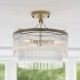 74428-001 Antique Brass 3 Light Semi Flush with Clear Glass Rods