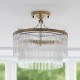 74428-001 Antique Brass 3 Light Semi Flush with Clear Glass Rods