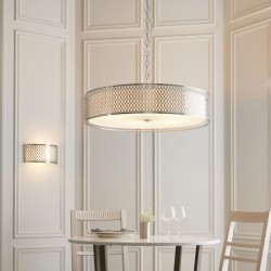 21761-001 Satin Nickel 5 Light Pendant with White Glass Diffuser