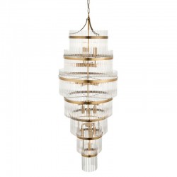 74430-001 Antique Brass 21 Light Chandelier with Clear Glass Rods 74430-001 Antique Brass 21 Light Chandelier with Clear Glass Rods