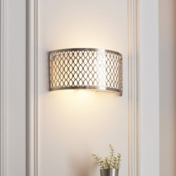 21682-001 Satin Nickel 2 Light Wall Lamp with White Glass Diffuser