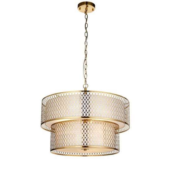 78447-001 Gold 6 Light Pendant with Frosted Diffuser 78447-001 Gold 6 Light Pendant with Frosted Diffuser