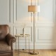 74493-001 Vintage Brass Floor Lamp with Natural Linen Shade