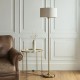 74493-001 Vintage Brass Floor Lamp with Natural Linen Shade