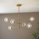 74295-100 Brushed Aged Brass 6 Light Centre Fitting with Twisted Clear Glass