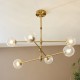 74295-100 Brushed Aged Brass 6 Light Centre Fitting with Twisted Clear Glass