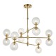 74293-100 Brushed Aged Brass 12 Light Centre Fitting with Twisted Clear Glass