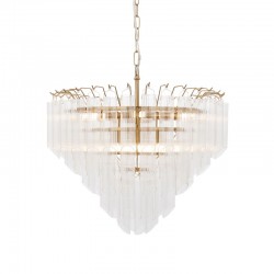 74501-001 Brushed Gold 12 Light Centre Fitting with Clear Angled Ribbed Glasses 74501-001 Brushed Gold 12 Light Centre Fitting with Clear Angled Ribbed Glasses