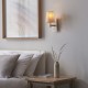 74314-100 Vintage Brass & White Marble Wall Lamp with Linen Shade