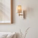 74314-100 Vintage Brass & White Marble Wall Lamp with Linen Shade