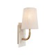 74315-100 Vintage Brass & White Marble Wall Lamp with Linen Shade