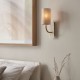 74313-100 Vintage Brass & White Marble Wall Lamp with Linen Shade