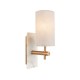 74312-100 Vintage Brass & White Marble Wall Lamp with Linen Shade