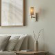 74312-100 Vintage Brass & White Marble Wall Lamp with Linen Shade