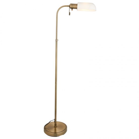 74503-001 Antique Brass Floor Lamp with Opal Glass