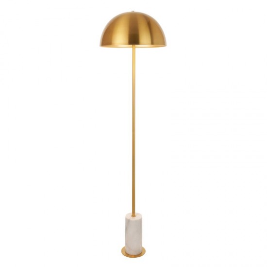 74290-100 Brushed Aged Brass & White Marble Floor Lamp