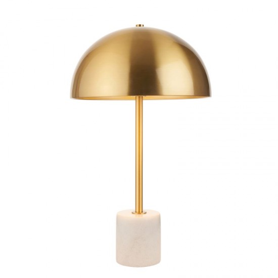 74289-100 Brushed Aged Brass & White Marble Table Lamp