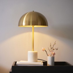 74289-001 Brushed Aged Brass & White Marble Table Lamp