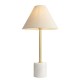 74291-100 Brushed Aged Brass & White Marble Table Lamp with Natural Linen Shade